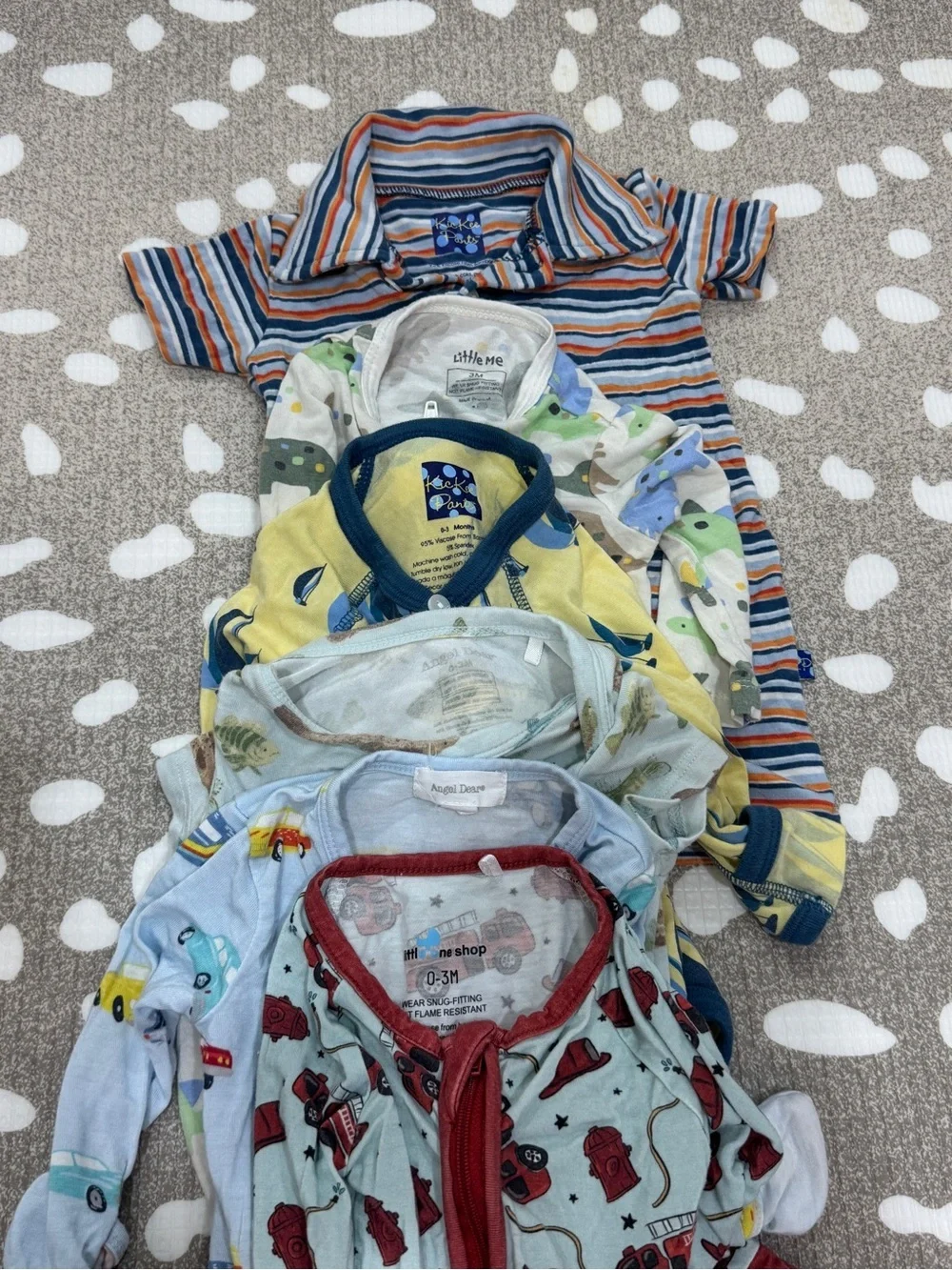 Lot of 6 bamboo baby boy footies onesie romper short sleeve zippy fish newborn